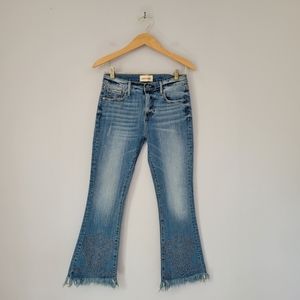 Driftwood Roxy Crop Flare Beaded Jeans Sz 26